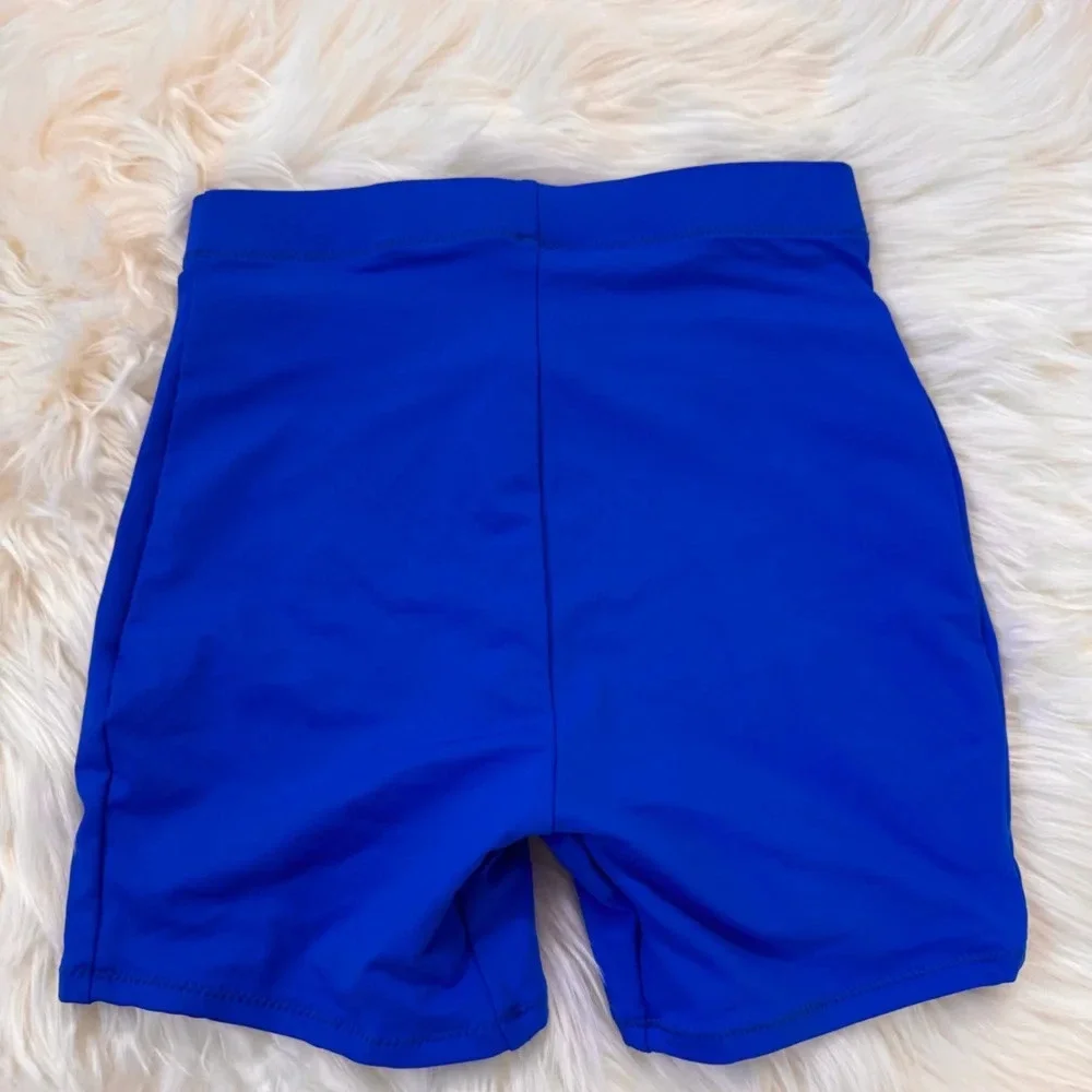 NWT Skims Sporty zipper swim shorts cobalt blue XXS